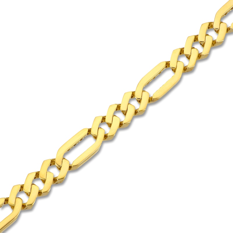 Main Image 3 of Semi-Solid Figaro Chain Bracelet 8mm 14K Yellow Gold 8.5&quot;