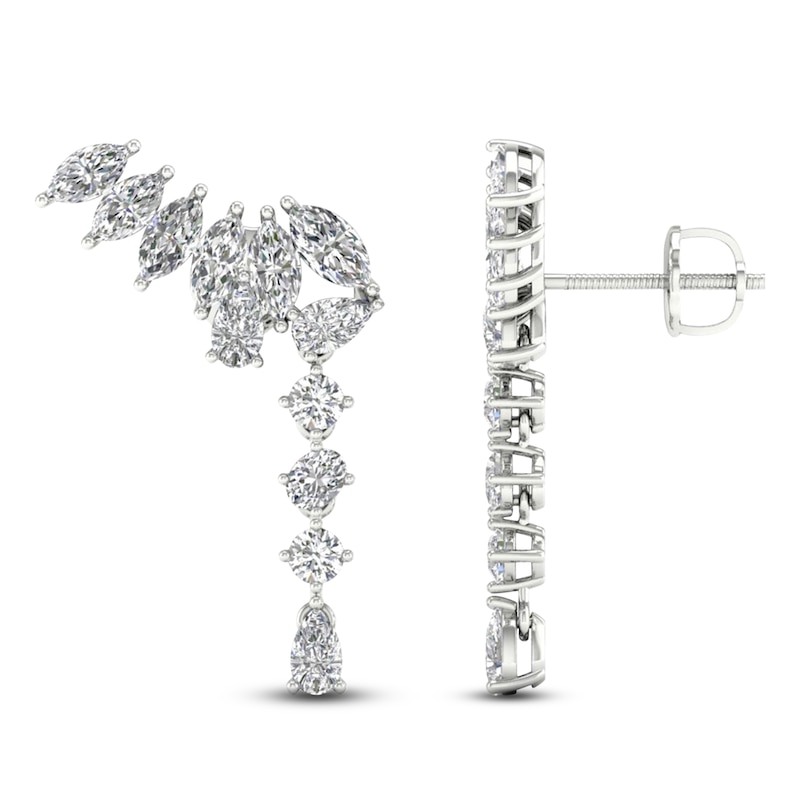 Main Image 1 of Marquise, Pear & Round-Cut Lab-Created Diamond Climber Dangle Earrings 2-1/2 ct tw 14K White Gold