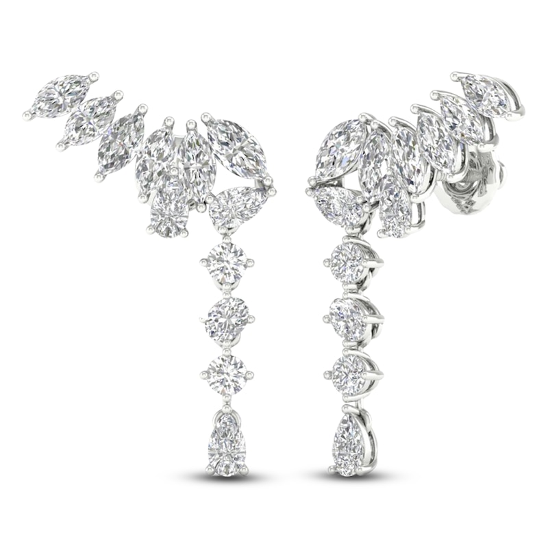 Main Image 3 of Marquise, Pear & Round-Cut Lab-Created Diamond Climber Dangle Earrings 2-1/2 ct tw 14K White Gold