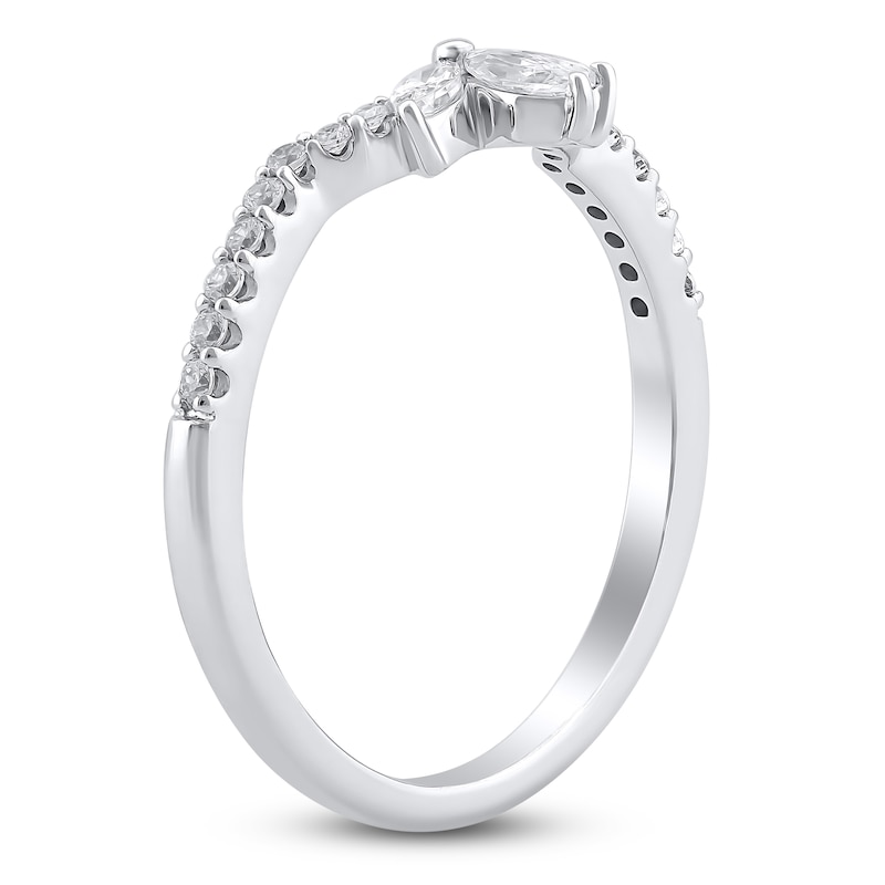 Certified Marquise & Round-Cut Diamond Anniversary Ring 1/3 ct tw 14K White Gold