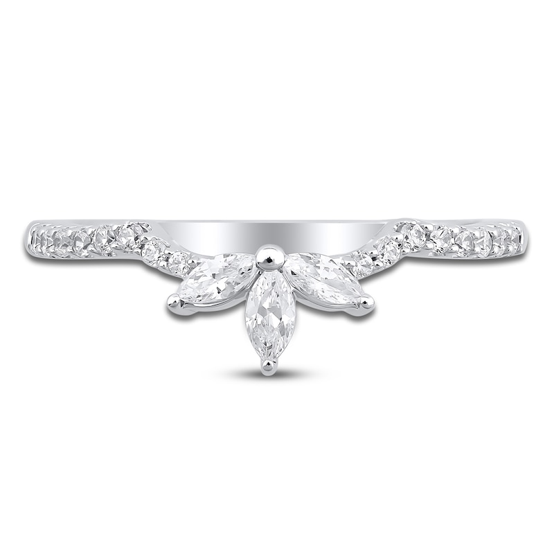 Certified Marquise & Round-Cut Diamond Anniversary Ring 1/3 ct tw 14K White Gold