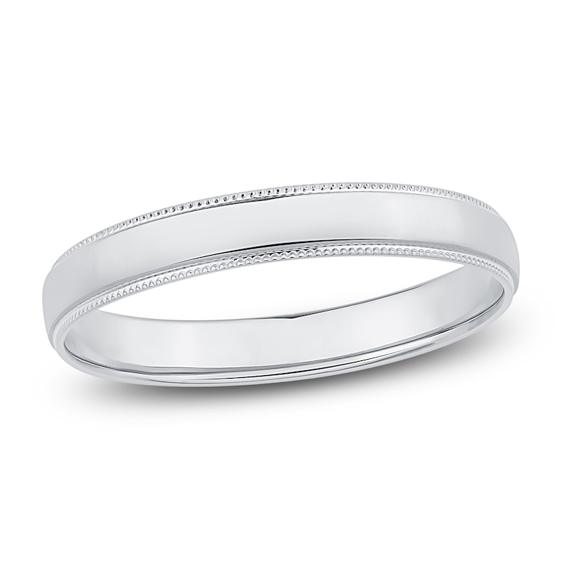 Main Image 1 of Milgrain Wedding Band 14K White Gold 3mm