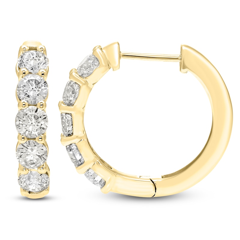 Main Image 1 of Brilliant Moments Diamond Five-Stone Hoop Earrings 2-1/2 ct tw 14K Yellow Gold