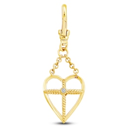 Charm'd by Lulu Frost Diamond Accent Heart with Cross Dangle Charm 10K Yellow Gold