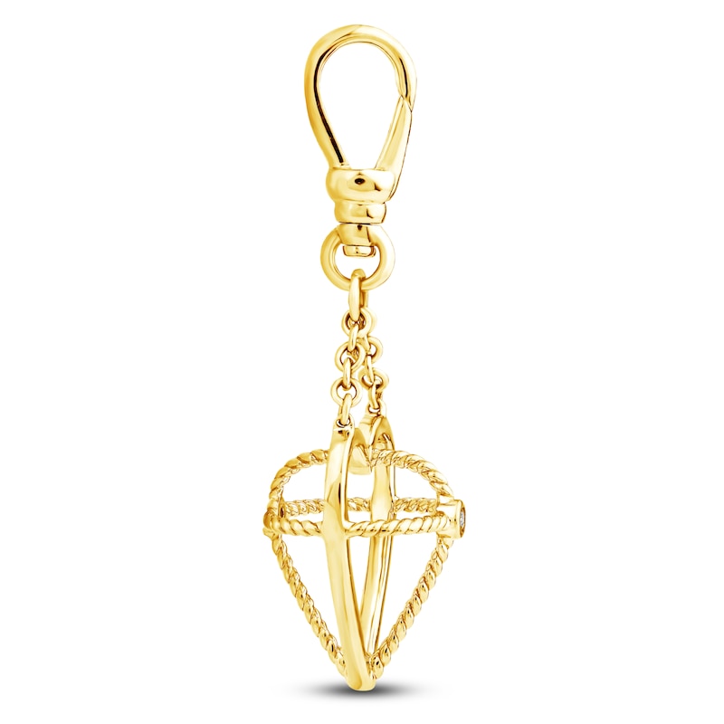 Main Image 2 of Charm'd by Lulu Frost Diamond Accent Heart with Cross Dangle Charm 10K Yellow Gold