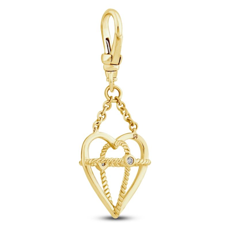 Main Image 3 of Charm'd by Lulu Frost Diamond Accent Heart with Cross Dangle Charm 10K Yellow Gold