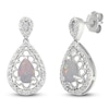 Thumbnail Image 2 of Pear-Shaped Lab-Created Opal & Diamond Dangle Earrings 1/6 ct tw Sterling Silver