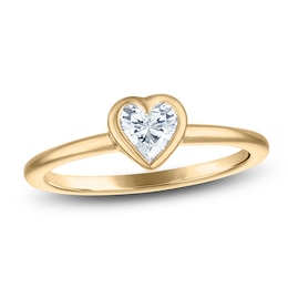 Heart-Shaped Lab-Created Diamond Bezel-Set Solitaire Ring 1/2 ct tw 14K Yellow Gold (SI2/F)