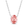 Thumbnail Image 1 of Oval-Cut Pink Lab-Created Diamond Solitaire Necklace 1 ct tw 14K White Gold 18&quot;