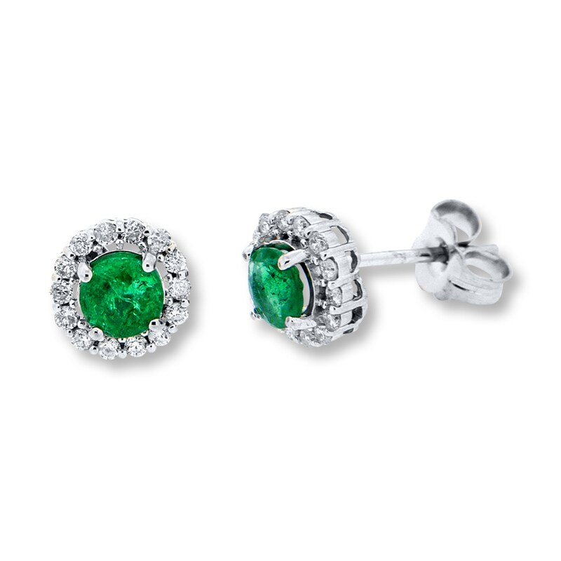 Natural Emerald Earrings 1 4 Ct Tw Diamonds 10k White Gold Jared