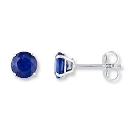 Natural Sapphire Earrings 14K White Gold