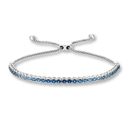 Le Vian Sapphire Denim Ombre Bolo Bracelet with Diamonds 14K Vanilla Gold