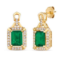 Le Vian Emerald Earrings 3/8 ct tw Diamonds 14K Honey Gold
