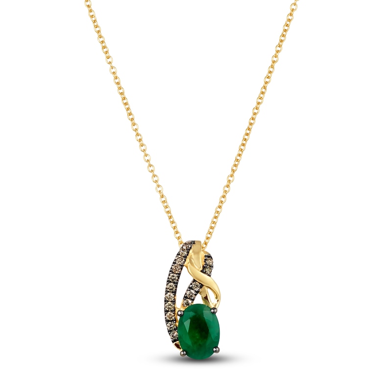 Le Vian Natural Emerald Necklace 1/8 ct tw Diamonds 14K Honey Gold