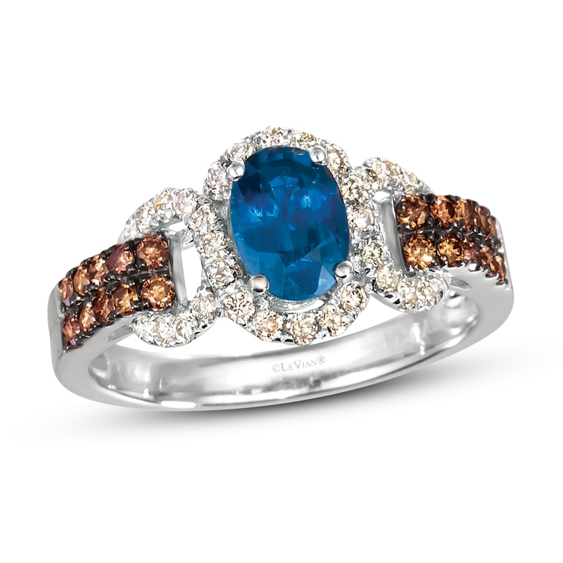 Main Image 1 of Le Vian Natural Blue Sapphire Ring 1/2 ct tw Diamonds 14K Vanilla Gold