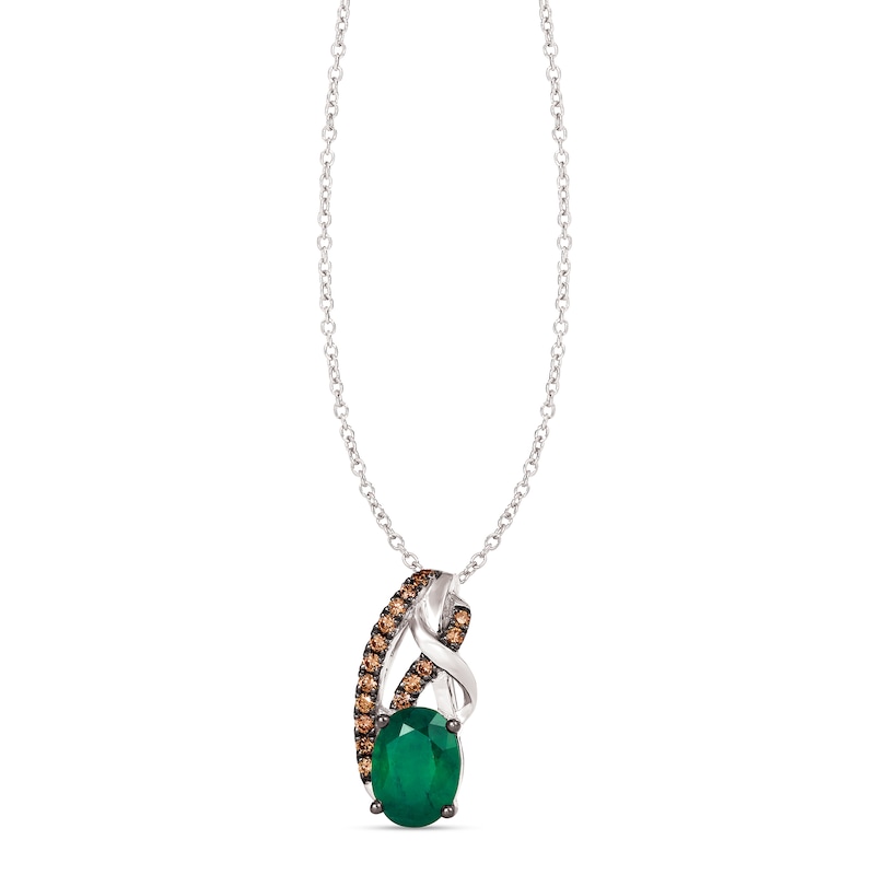 Main Image 1 of Le Vian Natural Emerald Necklace 1/8 ct tw Diamonds 14K Vanilla Gold