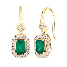 Le Vian Natural Emerald Earrings 1/3 ct tw Diamonds 14K Honey Gold