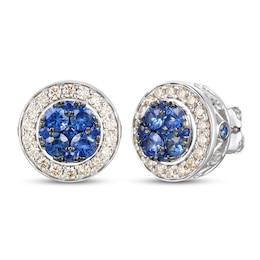 Le Vian Natural Blue Sapphire Stud Earrings 1/2 ct tw Diamonds 14K Vanilla Gold