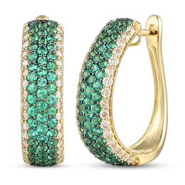 Le Vian Natural Emerald Hoop Earrings 7/8 ct tw Diamonds 14K Honey Gold