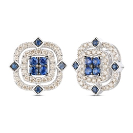 Le Vian Natural Blue Sapphire Earrings 7/8 ct tw Diamonds 14K Vanilla Gold
