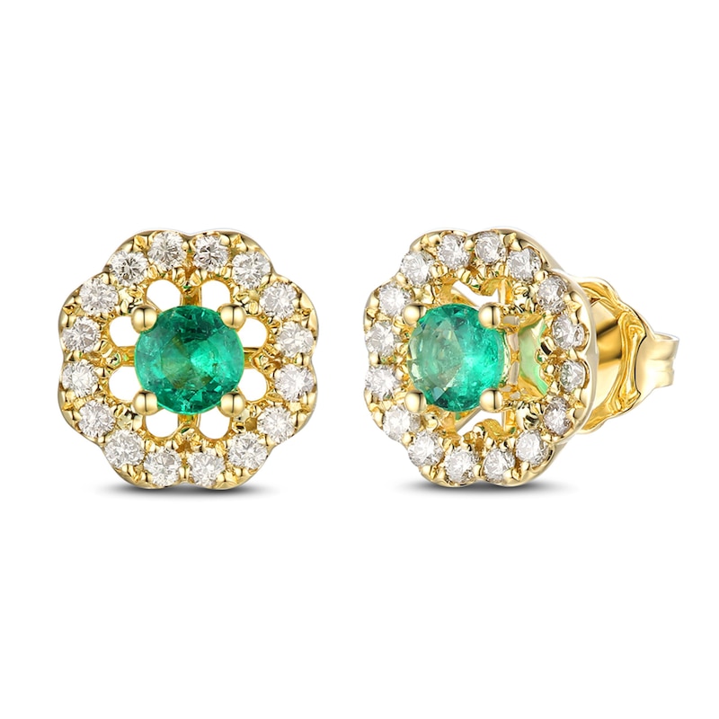 Main Image 1 of Le Vian Natural Emerald Earrings 1/3 ct tw Diamonds 14K Honey Gold