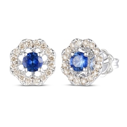 Le Vian Natural Blue Sapphire Earrings 1/3 ct tw Diamonds 14K Vanilla Gold