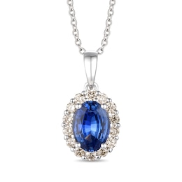 Le Vian Natural Blue Sapphire Pendant Necklace 1/4 ct tw Diamonds 14K Vanilla Gold