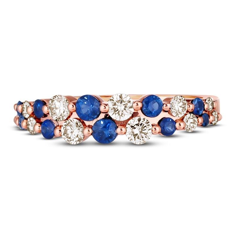 Le Vian Natural Blue Sapphire Ring 1/2 ct tw Diamonds 14K Strawberry Gold