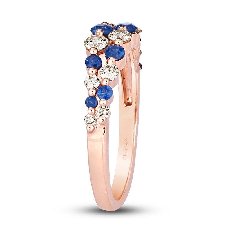 Le Vian Natural Blue Sapphire Ring 1/2 ct tw Diamonds 14K Strawberry Gold