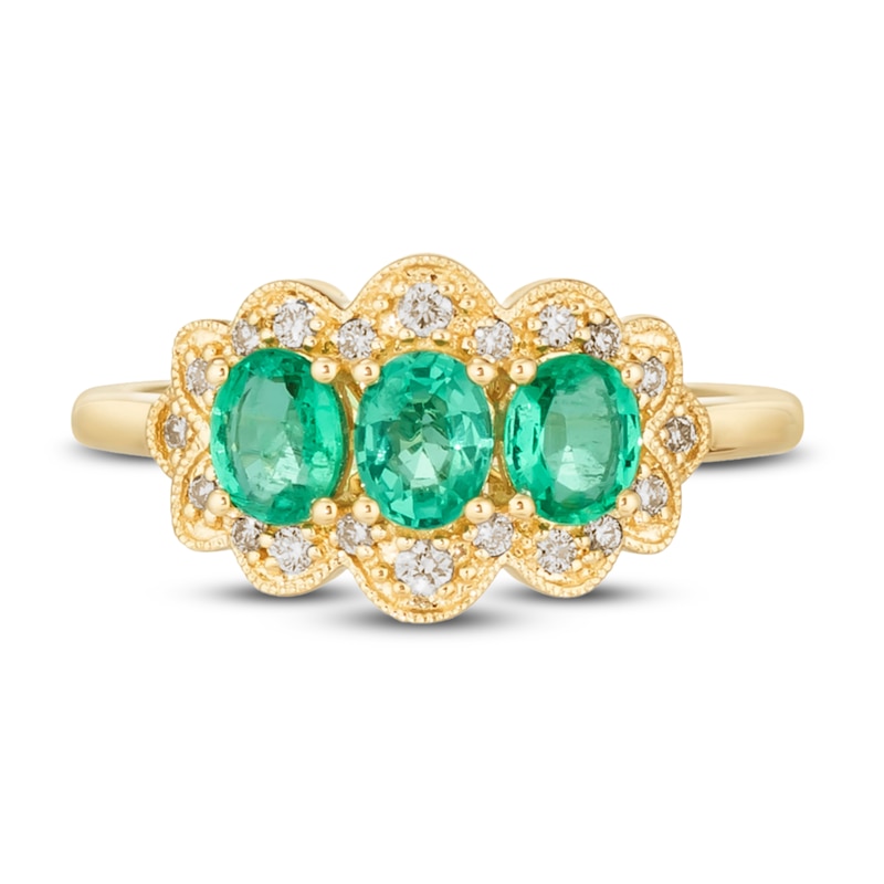 Main Image 2 of Le Vian Natural Emerald Ring 1/6 ct tw Diamonds 14K Honey Gold