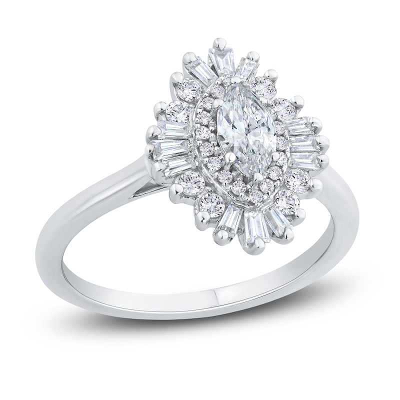 Main Image 1 of Diamond Engagement Ring 3/4 ct tw Marquise 14K White Gold