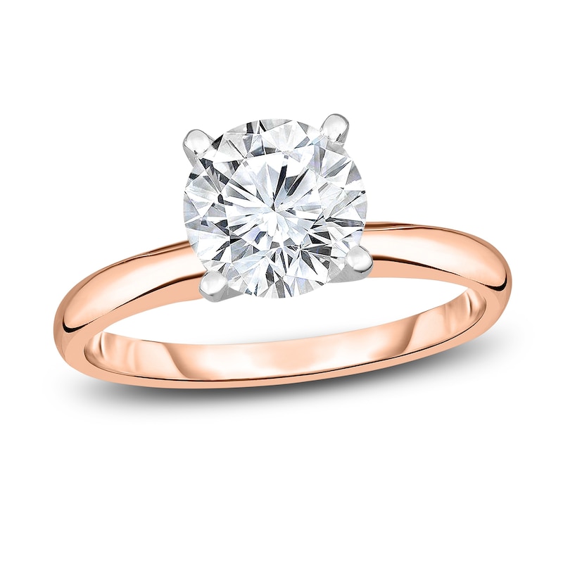 Diamond Solitaire Engagement Ring / ct tw Round 14K Rose Gold (I2/I