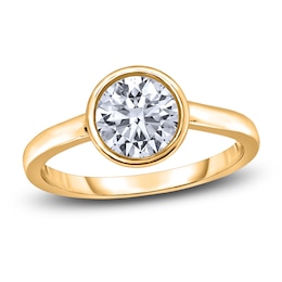 Diamond Solitaire Engagement Ring 2 ct tw Bezel-Set Round 14K Yellow Gold (I2/I)