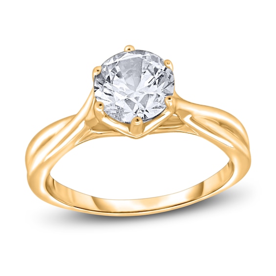 Diamond Solitaire Twist Engagement Ring 1 ct tw Round 14K Yellow Gold ...