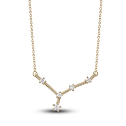 Diamond Cancer Constellation Pendant Necklace 1/6 ct tw Round 14K Yellow Gold