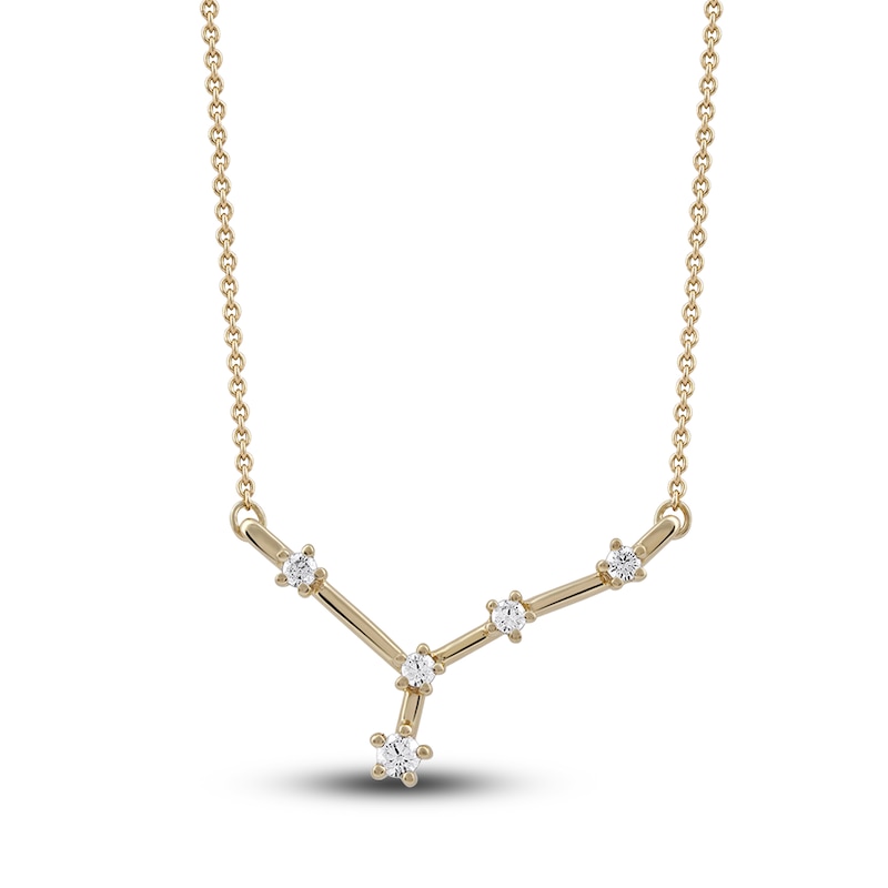 Main Image 1 of Diamond Cancer Constellation Pendant Necklace 1/6 ct tw Round 14K Yellow Gold