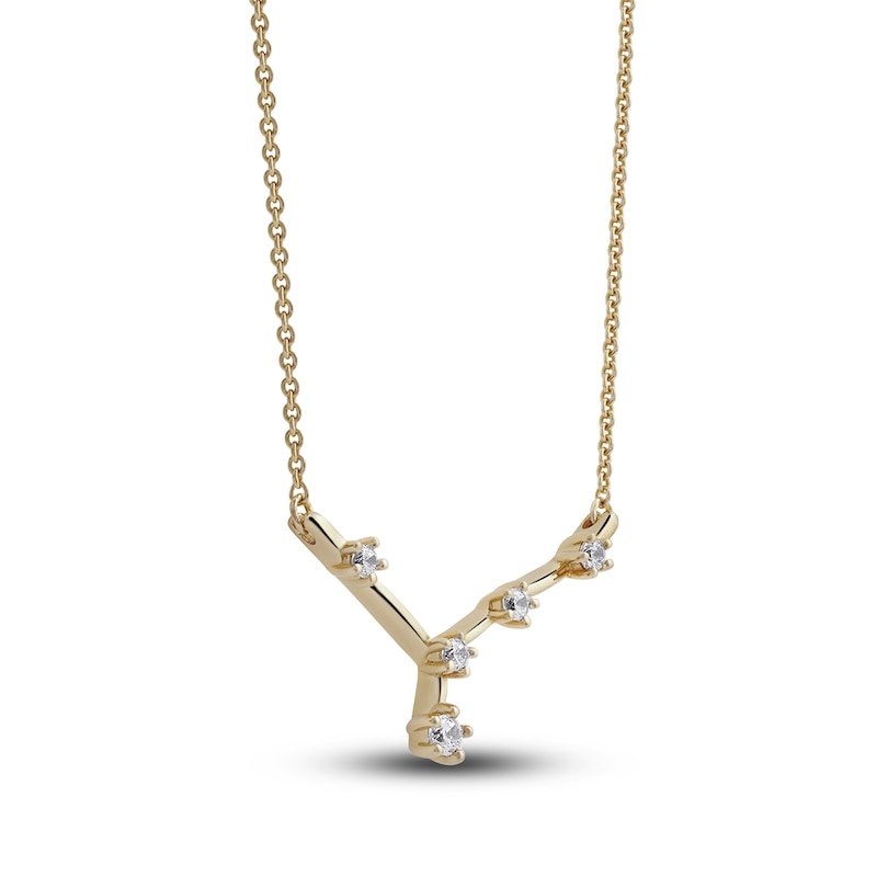 Main Image 2 of Diamond Cancer Constellation Pendant Necklace 1/6 ct tw Round 14K Yellow Gold