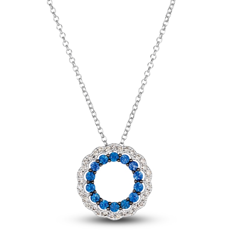 Main Image 1 of Le Vian Natural Blue Sapphire Necklace 1/3 ct tw Diamonds 14K Vanilla Gold