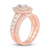 Thumbnail Image 1 of Diamond Double Halo Bridal Set 1-1/2 ct tw Pear/Round 14K Rose Gold