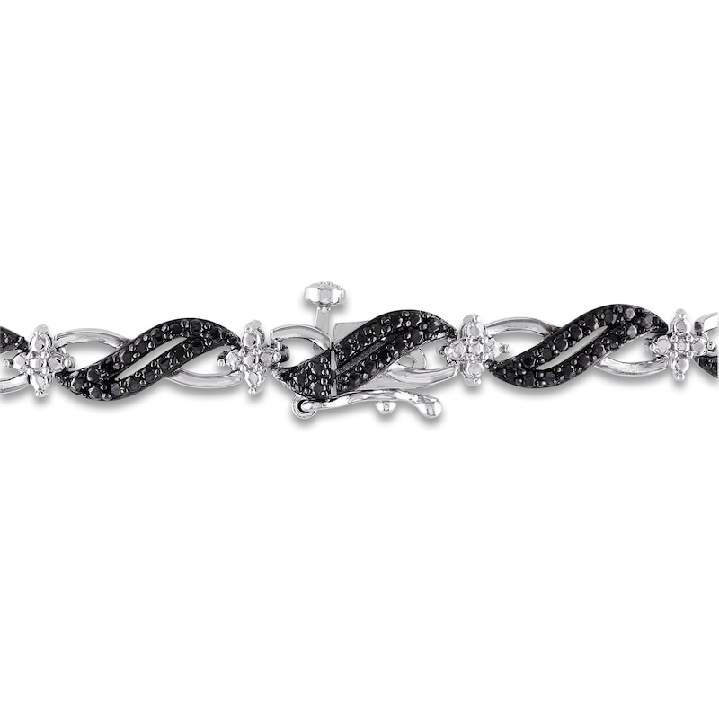 Black Diamond Fashion Bracelet 1/4 ct tw Round Sterling Silver 7"