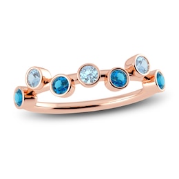 Juliette Maison Natural Aquamarine & Natural Blue Zircon Ring 10K Rose Gold