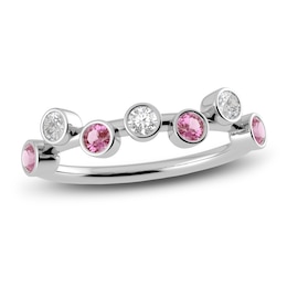 Juliette Maison Natural White Sapphire & Natural Pink Tourmaline Ring 10K White Gold