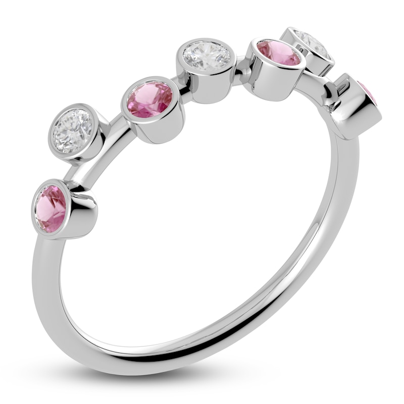 Main Image 2 of Juliette Maison Natural White Sapphire & Natural Pink Tourmaline Ring 10K White Gold