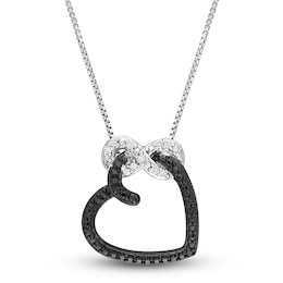 Diamond Heart Necklace 1/20 ct tw Round Sterling Silver 18&quot;