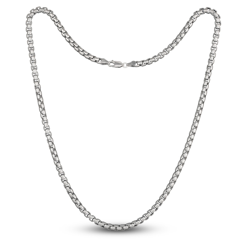 Main Image 2 of Solid Oval Box Chain Necklace Sterling Silver 24&quot; 5.3mm