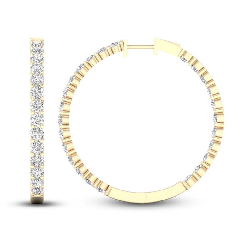 Main Image 1 of Lab-Created Diamond Hoop Earrings 5 ct tw 14K Yellow Gold