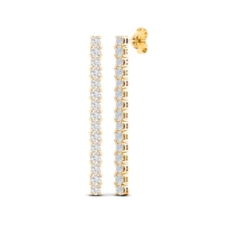 Lab-Created Diamond Linear Earrings 2 ct tw Round 14K Yellow Gold