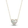 Thumbnail Image 0 of Shy Creation Natural Mother-of-Pearl Heart Pendant Necklace 1/15 ct tw Diamonds 14K Yellow Gold 18" SC55012462