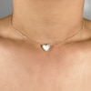 Thumbnail Image 3 of Shy Creation Natural Mother-of-Pearl Heart Pendant Necklace 1/15 ct tw Diamonds 14K Yellow Gold 18" SC55012462