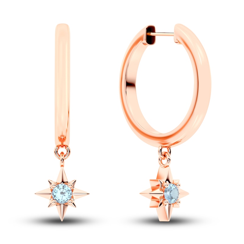 Main Image 1 of Juliette Maison Natural Aquamarine Starburst Drop Earrings 10K Rose Gold